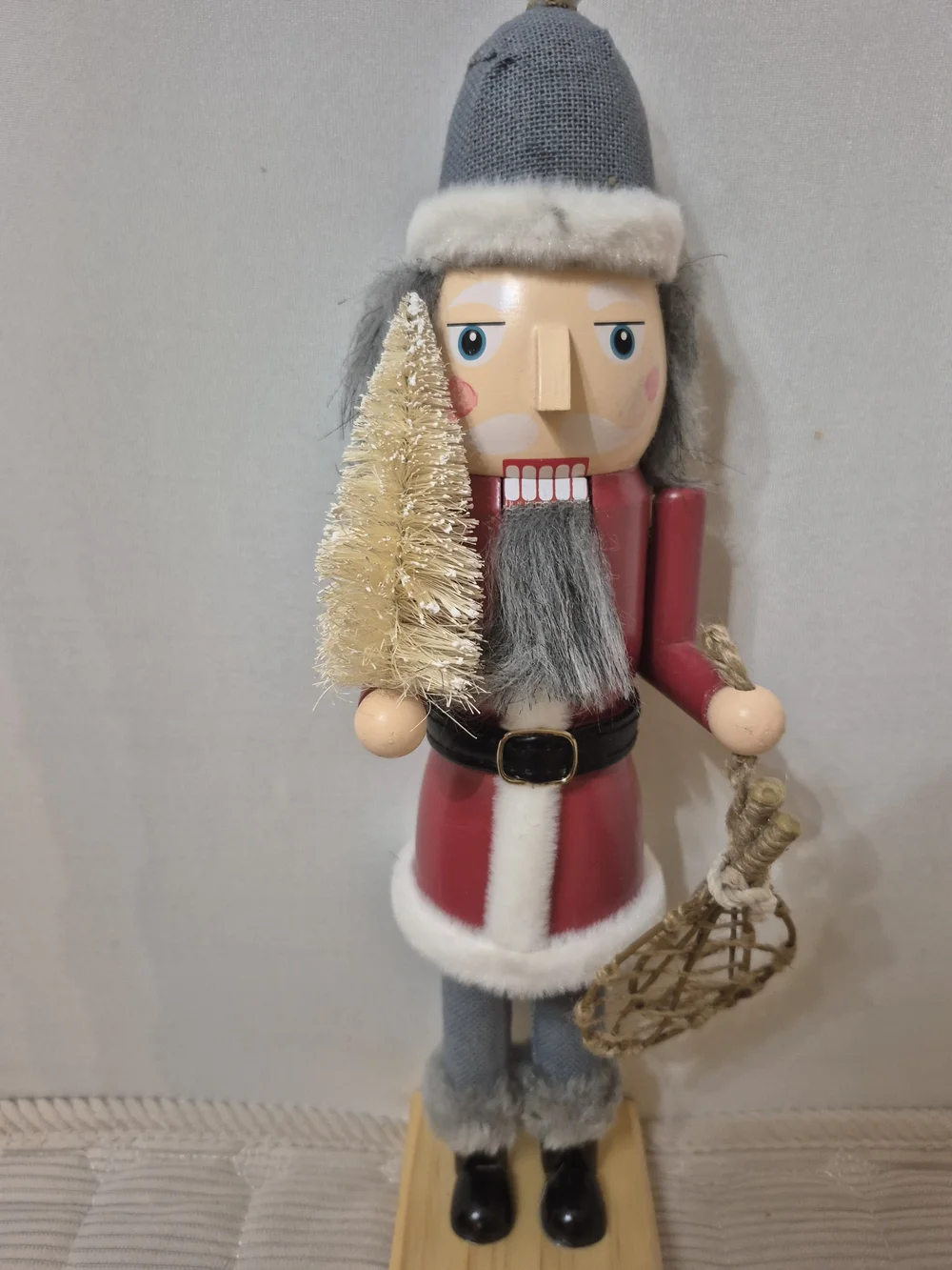Wooden Red Nutcracker With Snowshoes Holiday Decoration